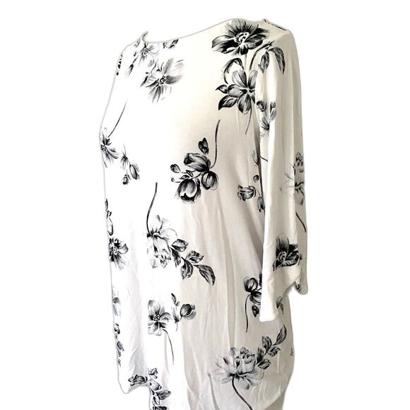 J Jill Wearever Floral Stretchy Tunic Top 3/4 Sleeve Pullover Blouse Sz SP - Picture 4 of 7